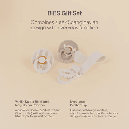 BIBS Colour Dummy & Loop Clip Gift Set - Blush