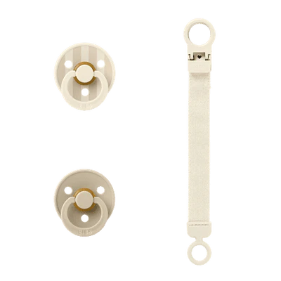 BIBS Colour Dummy & Loop Clip Gift Set - Ivory