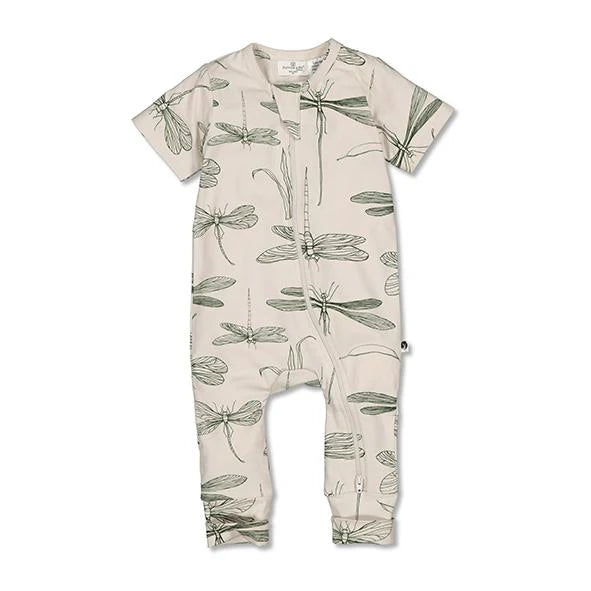 Burrow & Be Zip Suit Short Sleeve - Dragonflies