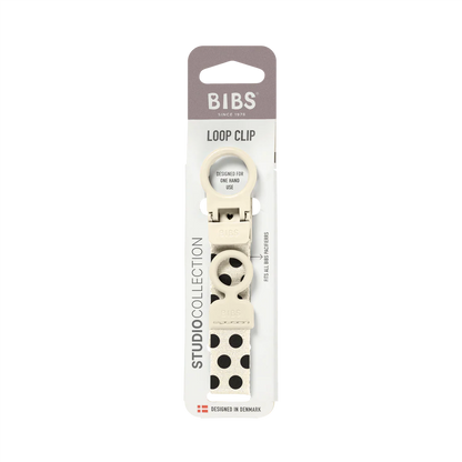 Bibs Pacifier Clip Loop - Polka Ivory/Black