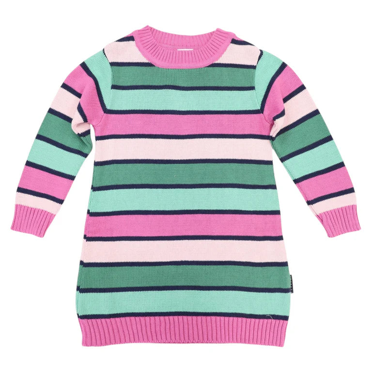 Korango A-line Striped Knit Dress - Green