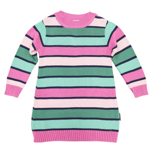 Korango A-line Striped Knit Dress - Green