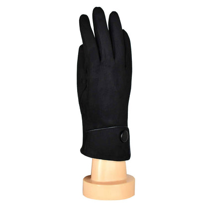 Black Big Button Cuffed Gloves