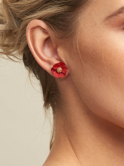 Red Pansy Earring