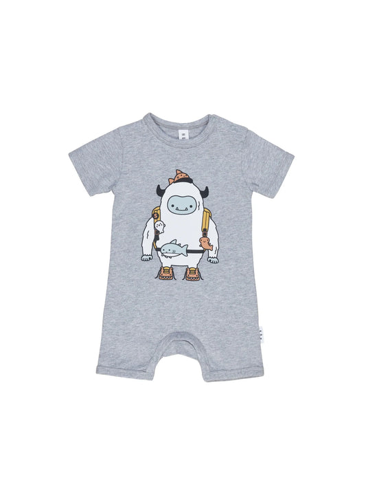 Huxbaby Yeti Short Romper - Grey Marle