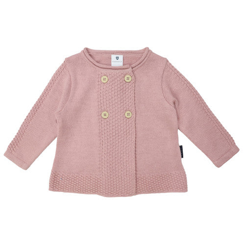 Korango Double Breasted Textured Knit Jacket | Dusty Pink