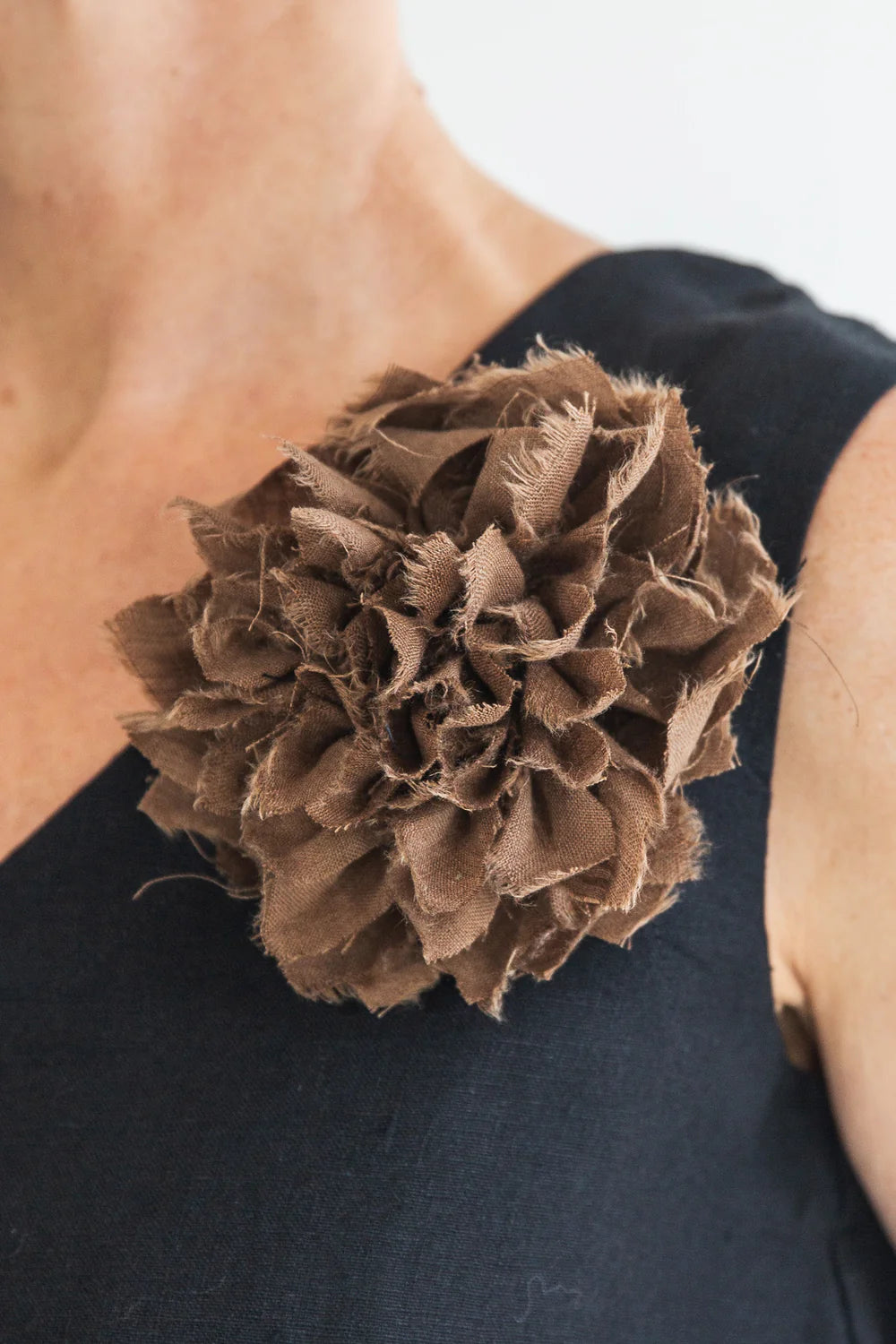 Eva's Sunday Fabric Flower Brooch - Cinnamon
