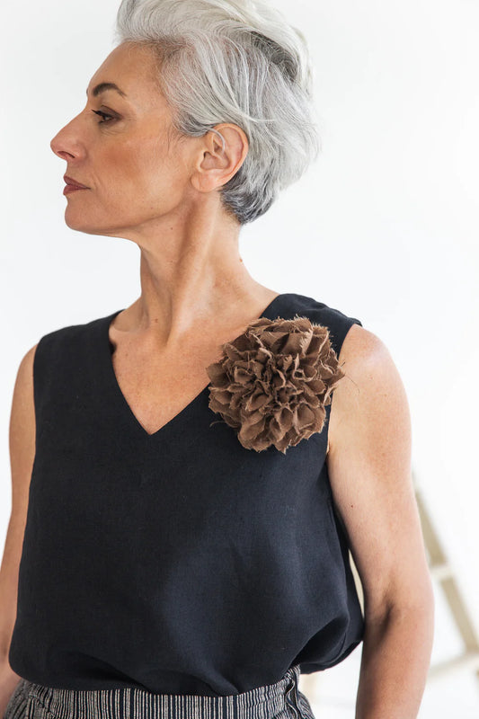 Eva's Sunday Fabric Flower Brooch - Cinnamon