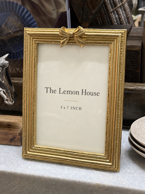 Gold Bow Photo Frame 5 x 7 angled view – The Lemon House