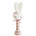 Alimrose Bunny Stick Rattle - Rose Check