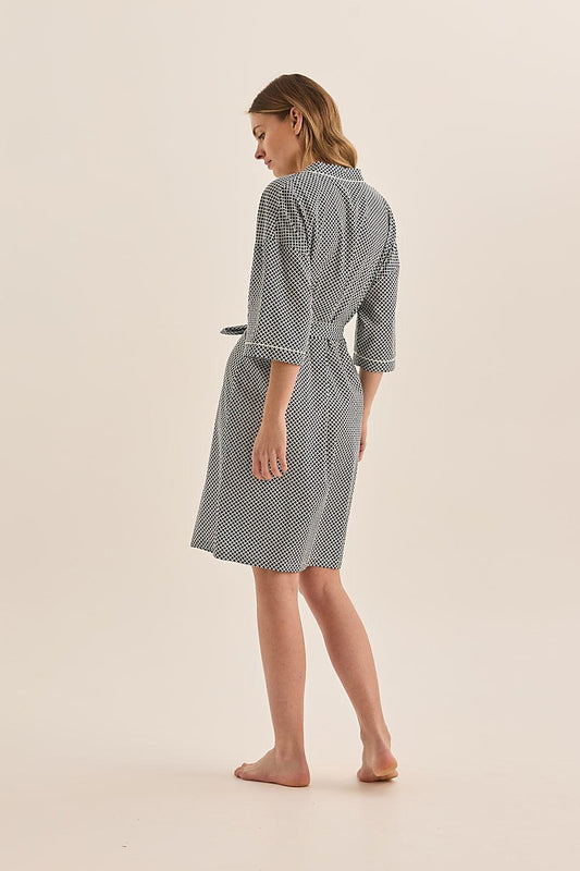 Gingerlilly Indigo Navy Diamond Cotton Robe