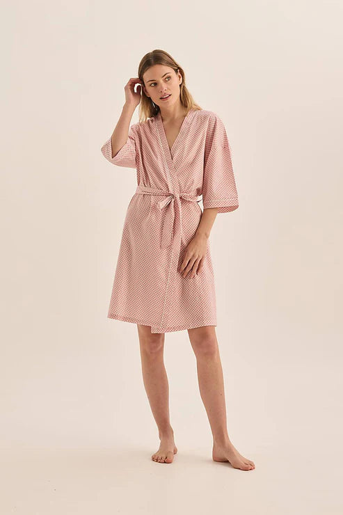 Gingerlilly Indigo Pink Diamond Cotton Robe