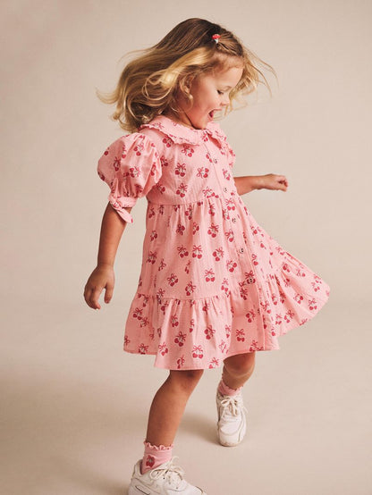 Huxbaby Cherry Pie Tiered Smock Dress - Apricot