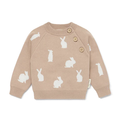 Aster & Oak Taupe Bunny Knit Jumper