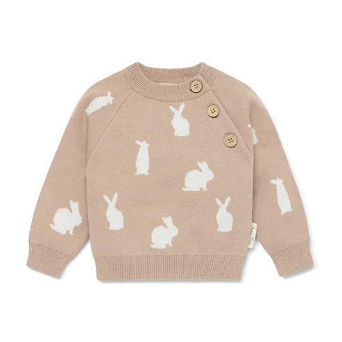 Aster & Oak Taupe Bunny Knit Jumper