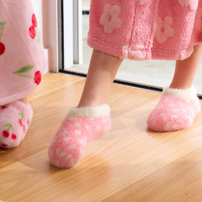 Kids Fuzzy Booties - Pink Spot
