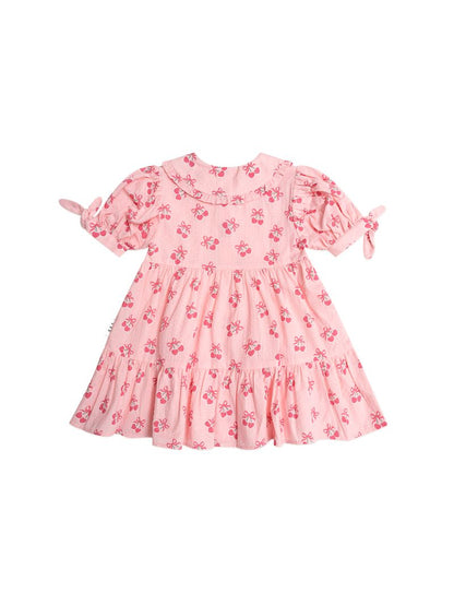 Huxbaby Cherry Pie Tiered Smock Dress - Apricot