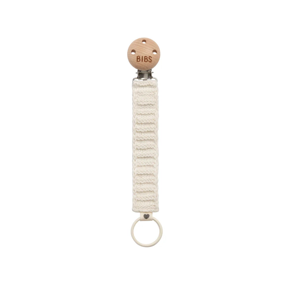 Bibs Knitted Pacifier Clip - Ivory