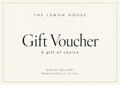 The Lemon House digital gift voucher with elegant charcoal lettering on ivory and a fine olive border. Redeem online or in store.
