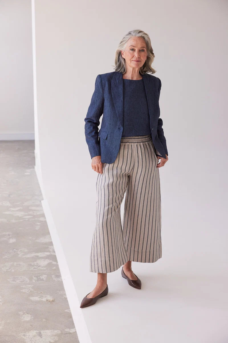 Eva's Sunday Oliver pant - Navy Stripe