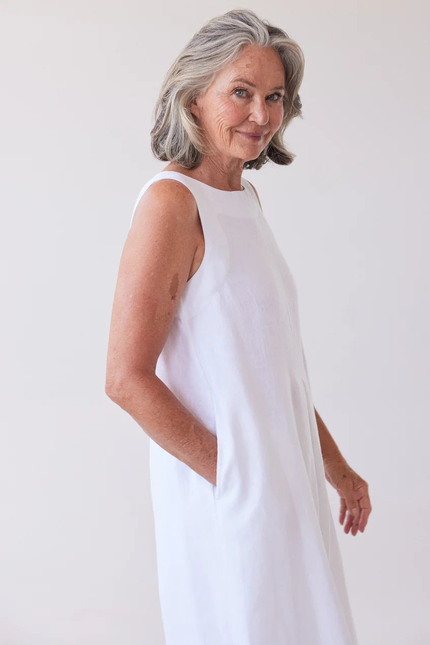 Eva's Sunday Paloma Sleeveless Dress - White