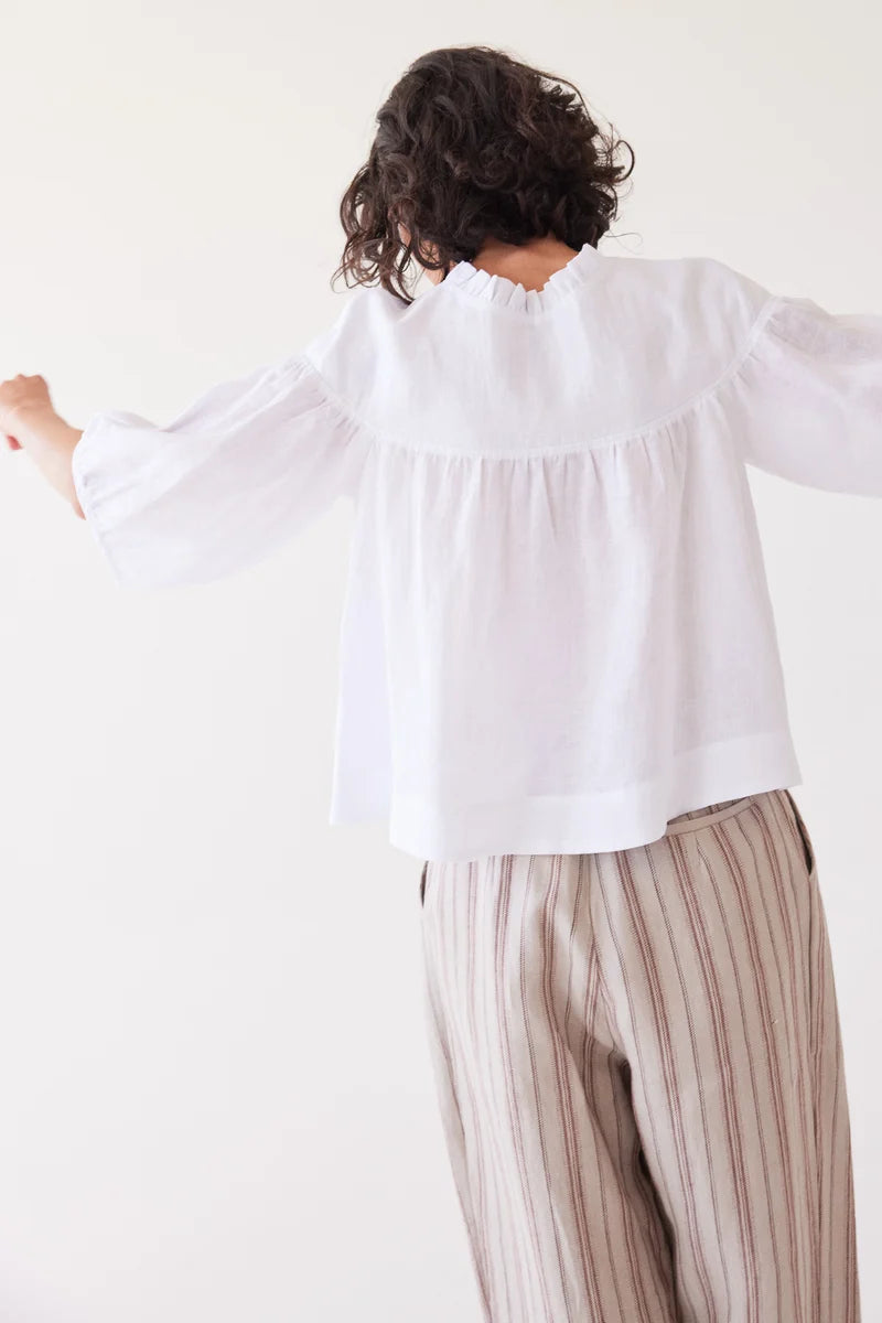 Eva's Sunday Peggie Puff Sleeve Blouse - White
