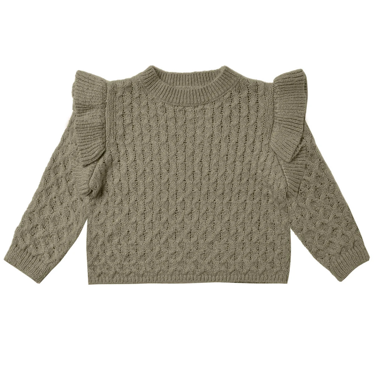Rylee + Cru Knit Frill Jumper - Pine