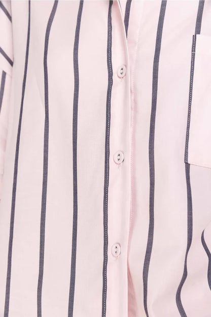 Sasha Striped Boyfriend Short PJ Set - Pink