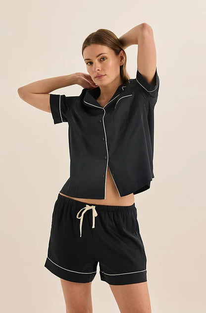 Gingerlilly Sonia Satin Short PJ Set - Navy