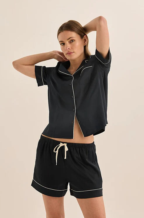 Gingerlilly Sonia Satin Short PJ Set - Navy