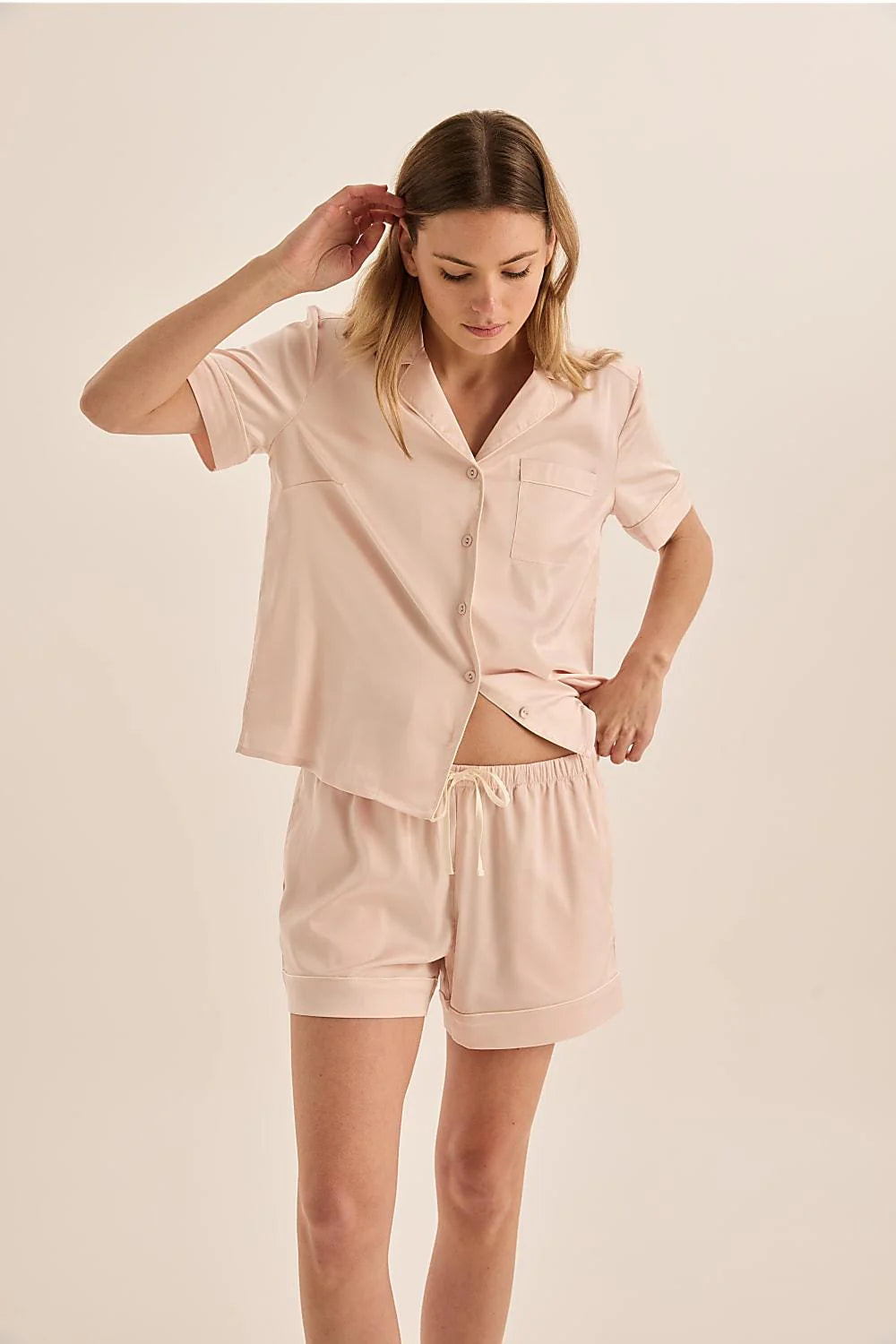 Gingerlilly Sonia Satin Short PJ Set - Pink