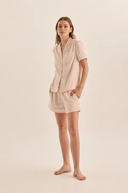 Gingerlilly Sonia Satin Short PJ Set - Pink