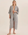 Gingerlilly Sunny Navy Stripe Linen Robe