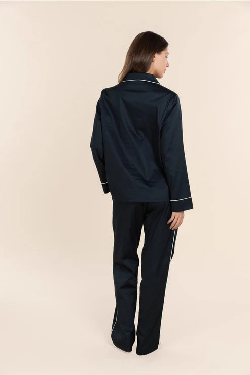 Gingerlilly Susanna Cotton Long PJ Set - Navy