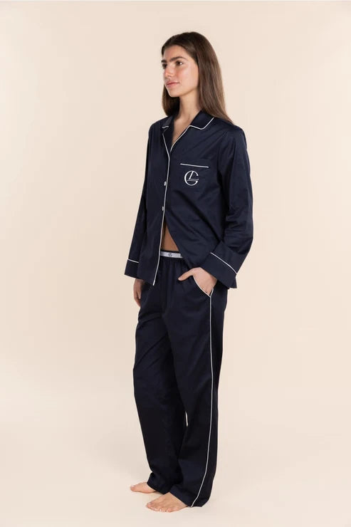 Gingerlilly Susanna Cotton Long PJ Set - Navy
