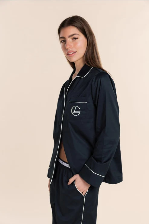 Gingerlilly Susanna Cotton Long PJ Set - Navy