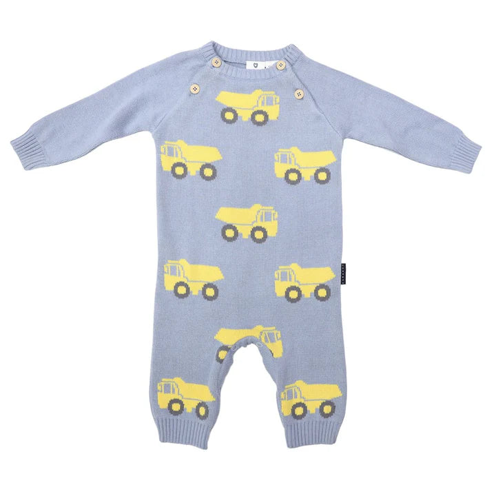 Korango Trucks Cotton Knit Romper | Dusty Blue