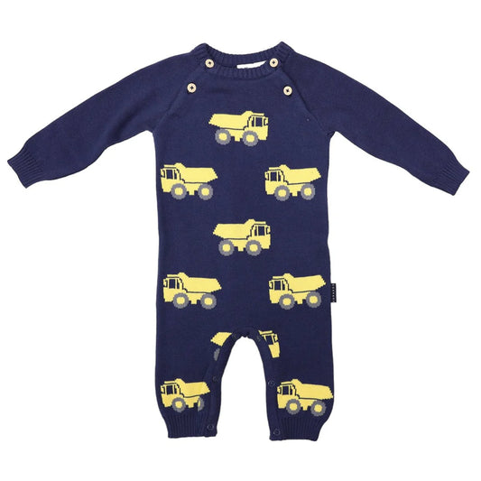 Korango Trucks Cotton Knit Romper | Navy