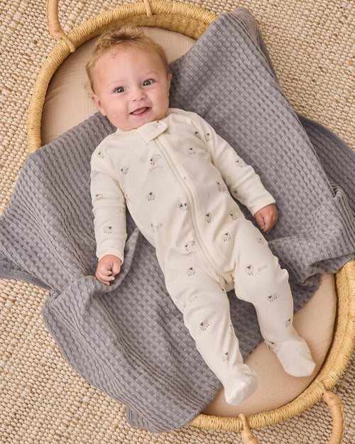 Quincy Mae Zip Long Sleeve Footie - Sheep image 2