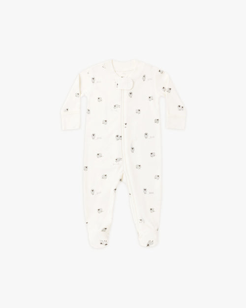 Quincy Mae Zip Long Sleeve Footie - Sheep