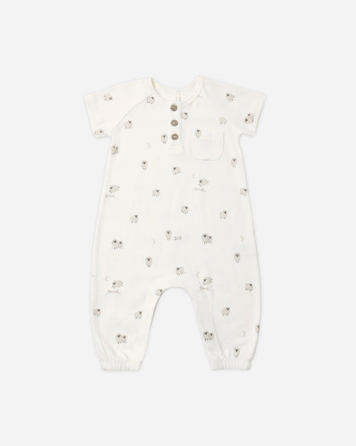 Quincy Mae Short Sleeve Jumpsuit - Sheep