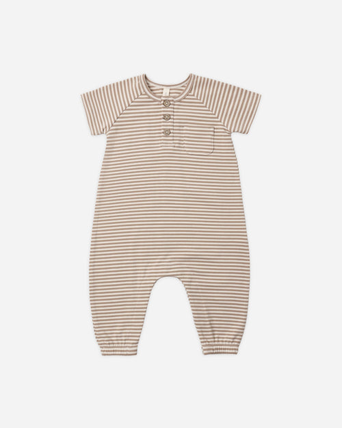 Quincy Mae Short Sleeve Jumpsuit - Almond Stripe