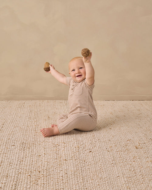 Quincy Mae Short Sleeve Jumpsuit - Almond Stripe image 2