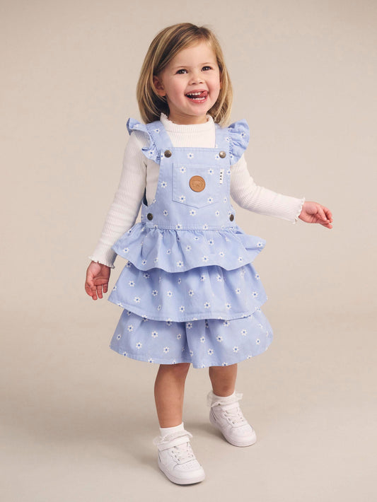 Huxbaby Ditsy Floral Tiered Overall Dress | Chambray