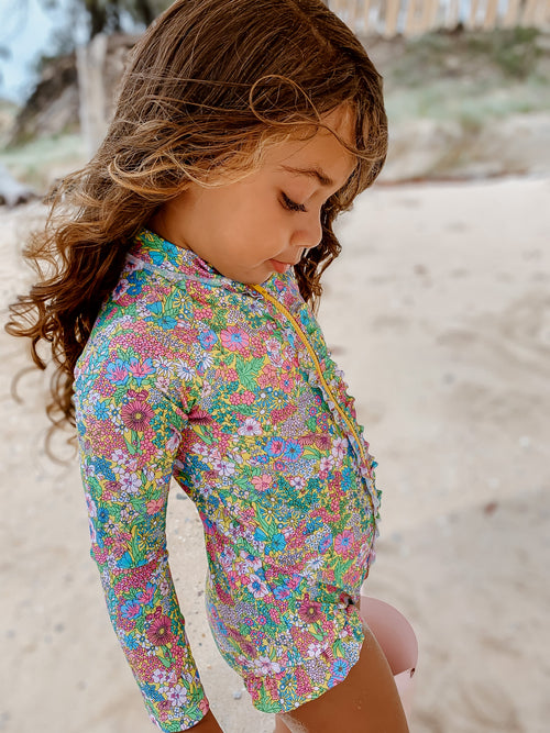 Walnut Liberty Prue Rashie Bather in Margaret Annie floral print - lifestyle