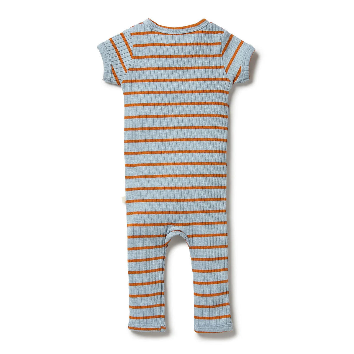 Anchor Blue Organic Stripe Rib Zipsuit