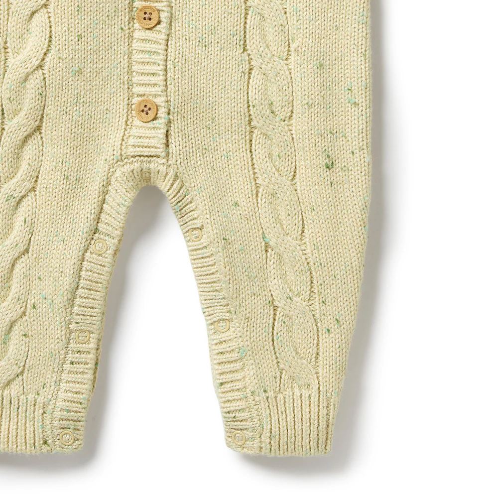 Knitted Cable Growsuit - Cactus Fleck