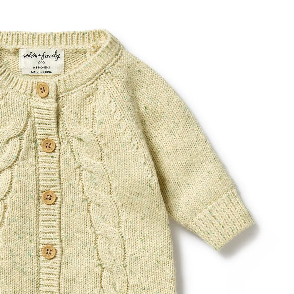 Knitted Cable Growsuit - Cactus Fleck