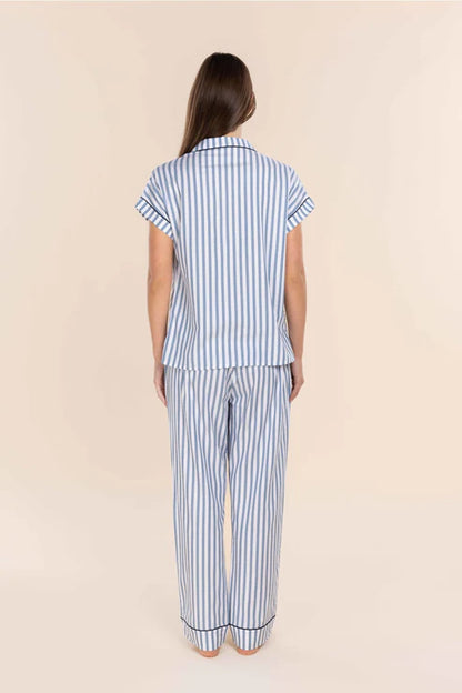 Gingerlilly Winona Cotton Long PJ Set - Blue Stripe