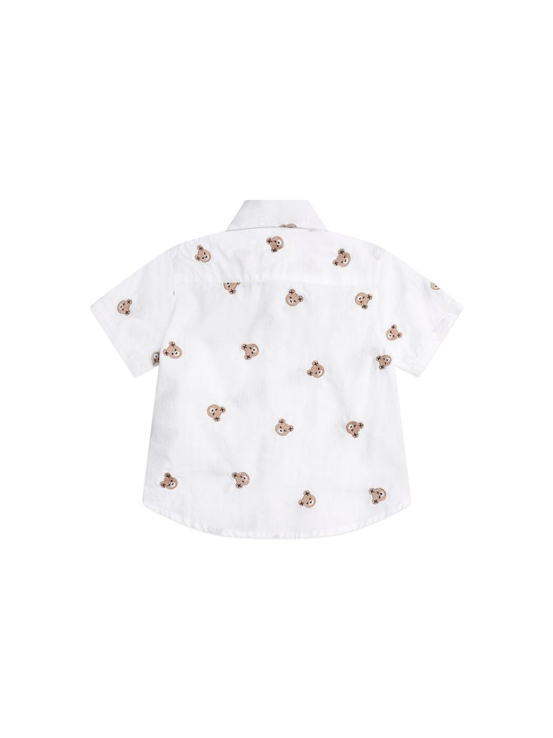 Huxbaby Shortsleeve Huxbear Button Up Crisp White
